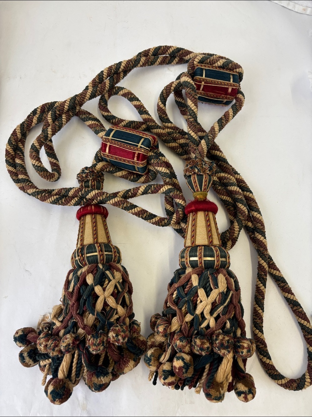 Vintage French Passementerie Tassel Drapery Curtain Tie Backs Pair